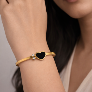Elegant Heart Gold Finish Bracelet for Women