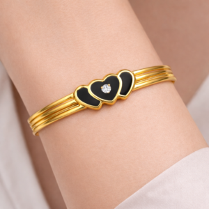 Premium Triple Heart Gold Finish Bracelet for Women