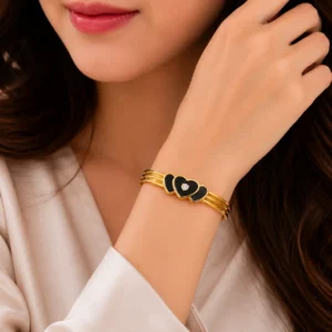 Premium Triple Heart Gold Finish Bracelet for Women