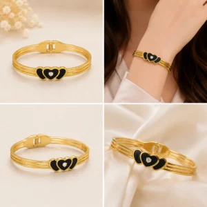 Premium Triple Heart Gold Finish Bracelet for Women