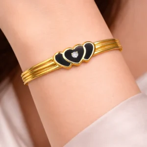Premium Triple Heart Gold Finish Bracelet for Women