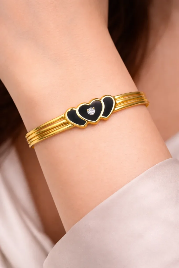 Premium Triple Heart Gold Finish Bracelet for Women