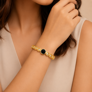 Modern Minimal Clover Gold Finish Bracelet for Women
