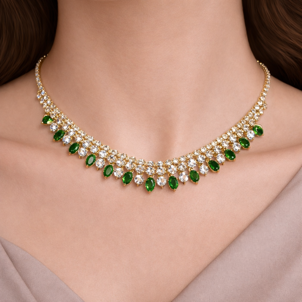 Elegant Green Drop Stone Necklace for Women