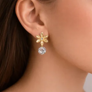 Elegant Floral Stone Drop Earrings for Women