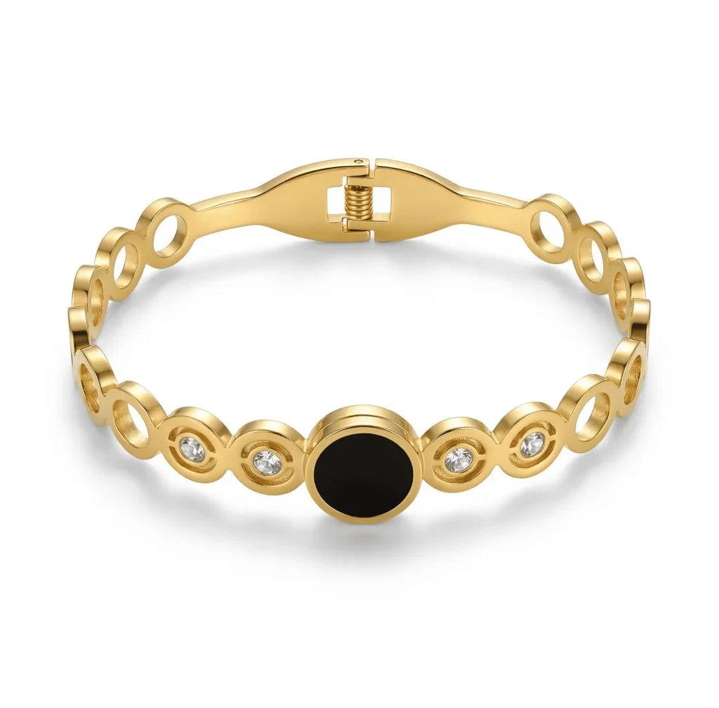 Modern Minimal Clover Gold Finish Bracelet for Women