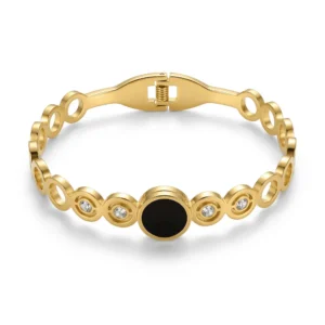 Modern Minimal Clover Gold Finish Bracelet for Women