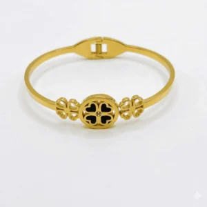 Elegant Round Clover Gold Finish Bracelet for Girls & Women