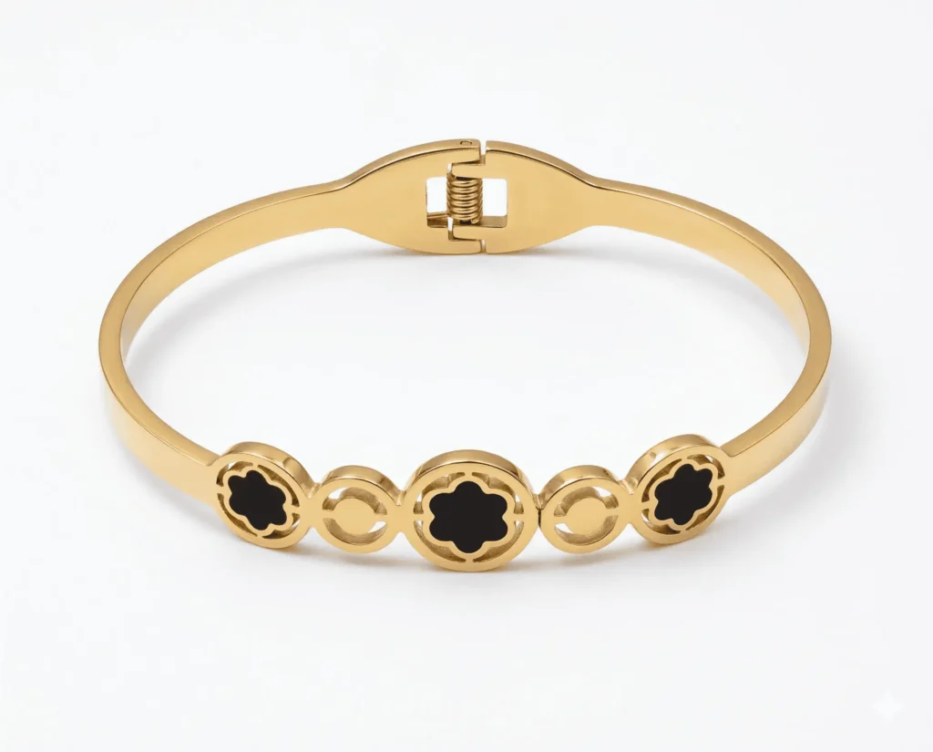 Modern Multi Clover Gold Finish Bracelet for Girls & Women