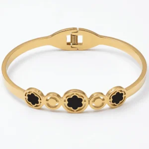 Modern Multi Clover Gold Finish Bracelet for Girls & Women